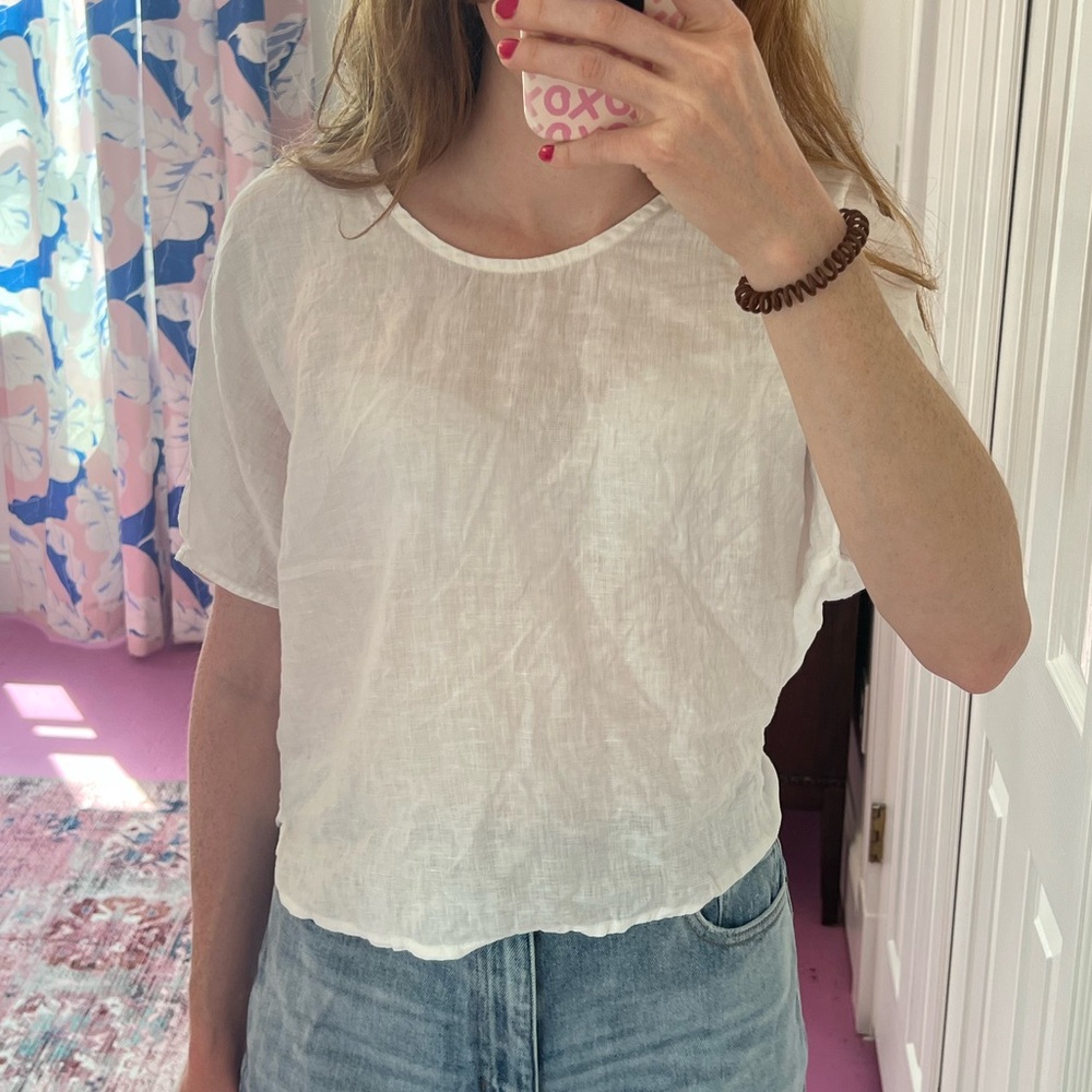 100% linen White Women's Top